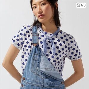 Maeve by Anthropologie Polka Dot Women's Top - Blue and White Size Large